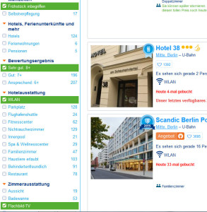 Booking.com Bewertung in der Suche